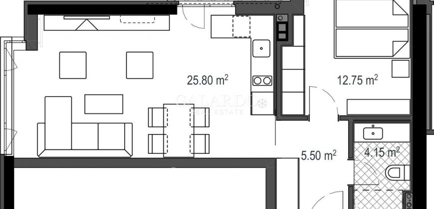 Appartement d’une chambre dans un complexe fermé à Hladilnika
