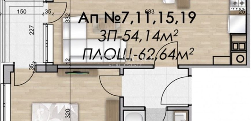 Appartement d’une chambre dans un immeuble élégant à Krastova Vada